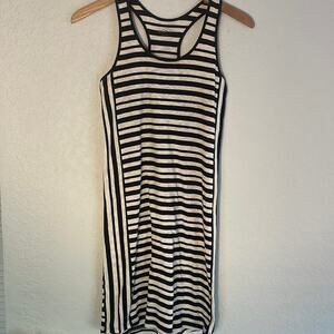 NEW Loft Black Ivory Stripe Racerback Dress Resortwear Beachy Nautical Coastal